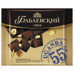 Шоколад, 90 г Бабаевский Уганда темный с целым карамелизованным фундуком 55% какао