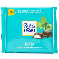 Шоколад, Ritter Sport (Риттер Спорт) 100 г Мята темный с начинкой